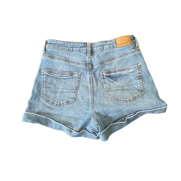 American Eagle Mom Short Jean Shorts Cuffed Light Wash Stretch High Rise 0 - Picture 2 of 8